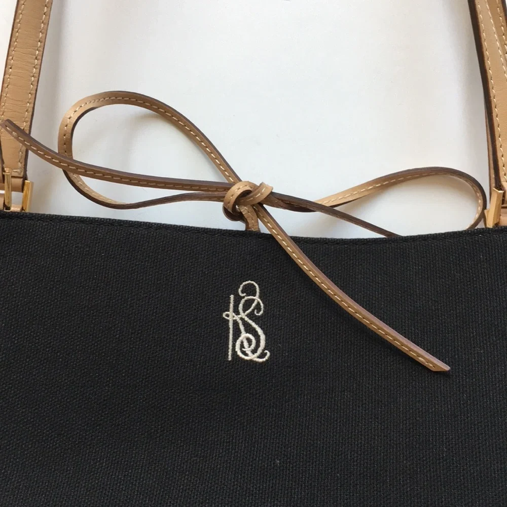 Kate Spade Linen Canvas with Monogram KS Vintage Handbag Tote